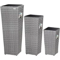 Casaria Polyrattan Bloembak Set van 3 Grijs
