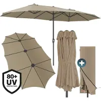 Kingsleeve Dubbele Parasol Taupe met UV-bescherming 80+