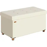 Casaria Opbergbank Beige Fluweel 76x38x42cm opvouwbaar