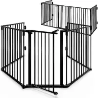 Casaria Haardscherm Set van 2 Zwart staal 306x76,5cm