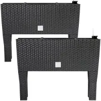 Deuba Hoge Plantenbak 2 stuks Antraciet Kunststof 60x25x46cm