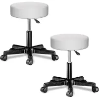 Casaria Verstelbare Draaikruk - 46/60cm Zithoogte – 2 Stuks Wit