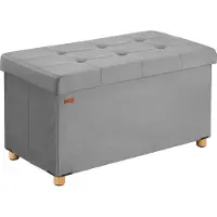 Casaria Opbergbank Grijs Fluweel 76x38x42cm opvouwbaar
