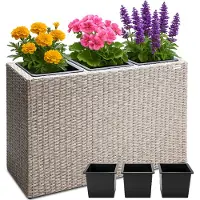 Casaria Polyrattan Bloempot Creme 83x30,5x60cm