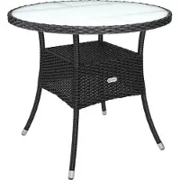 Casaria Polyrotan Balkontafel Zwart Ø80cm