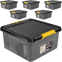 Monzana Opbergbox Set van 6 Grijs/Antraciet 39x39x16cm stapelbaar