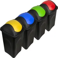 Deuba Afvalbak Set van 4 Geel/Blauw/Groen/Rood 60L