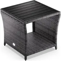 Casaria Polyrotan Bijzettafel Vedis Grijs 45x45x40cm