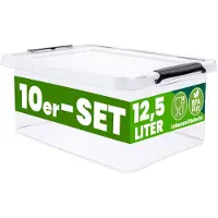 Deuba Opbergbox 10 Stuks Transparant 39x29x17cm 12,5L stapelbaar