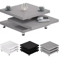 Casaria Salontafel New York Grijs 72x72cm verstelbaar
