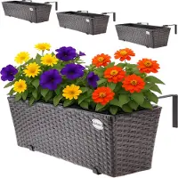 Casaria Plantenbak Polyrotan 4 Stuks Bruin