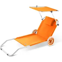 Casaria Ligbed Kreta Oranje Alu met wielen