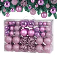 Casaria Kerstballen 100 er Set - Kunststof Mat Glanzend Ø 3 4 6 cm Roze