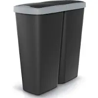 Monzana Afvalbak Duo zwart/antraciet 50L 55x25x57cm