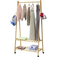 Casaria Kledingrek bamboe met wielen 155x70x45cm