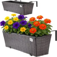 Casaria Polyrotan Balkonbak Set van 2 Bruin
