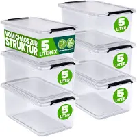 Deuba Opbergbox Transparant Set van 6 30x20x12cm 5L