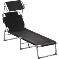 Casaria Ligbed Hawaï Zwart Aluminium 195x60x30cm