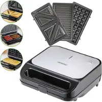 Monzana Sandwich Maker 3in1 Zwart/Zilver 1000W