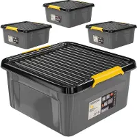 Monzana Opbergbox Set van 4 Grijs/Antraciet 39x39x16cm stapelbaar