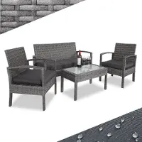 Casaria Polyrotan Tuinset 4-delig Grijs/Antraciet
