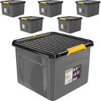 Monzana Opbergbox Set van 6 Grijs/Antraciet 39x39x26cm stapelbaar