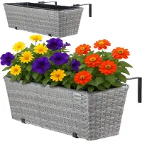 Casaria Polyrotan Balkonbak Set van 2 Grijs