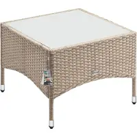 Casaria Polyrotan Bijzettafel Grijs-Beige 58x58x42cm