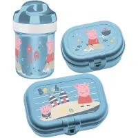 Koziol - Set drinkfles 200 ml en lunchbox Peppa Pig Waves To Go, 3-delig