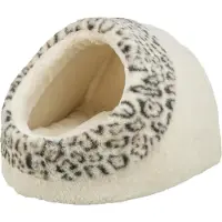 Trixie kattenmand iglo leo soft pluche creme/panterprint - 35x41x26 cm