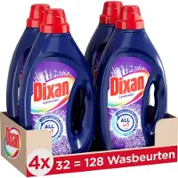 Dixan Gel Fresh Lavender - Vloeibaar Wasmiddel - Voor Alle Kleuren Was - Intense Geur - 4 x 32 Wasbeurten - Voordeelverpakking