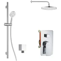 Kielle Vega - Doucheset met inbouwkraan, voor 2 functies, met accessoires EcoSpare en kraanhuis, chroom 20618SP50