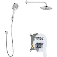 Kielle Nefia - Doucheset met inbouwkraan, voor 2 functies, met accessoires EcoSpare en kraanhuis, chroom 20627SP140
