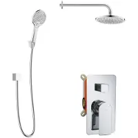 Kielle Vega - Doucheset met inbouwkraan, voor 2 functies, met accessoires EcoSpare en kraanhuis, chroom 20618SP120