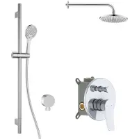 Kielle Nefia - Doucheset met inbouwkraan, voor 2 functies, met accessoires EcoSpare en kraanhuis, chroom 20627SP100