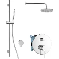 Kielle Oudee - Doucheset met inbouwkraan, voor 2 functies, met accessoires EcoSpare en kraanhuis, chroom 20602SP40