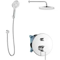 Kielle Oudee - Doucheset met inbouwkraan, voor 2 functies, met accessoires EcoSpare en kraanhuis, chroom 20602SP70