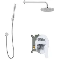 Kielle Nefia - Doucheset met inbouwkraan, voor 2 functies, met accessoires EcoSpare en kraanhuis, chroom 20627SP120