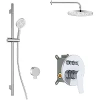 Kielle Nefia - Doucheset met inbouwkraan, voor 2 functies, met accessoires EcoSpare en kraanhuis, chroom 20627SP70