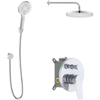 Kielle Nefia - Doucheset met inbouwkraan, voor 2 functies, met accessoires EcoSpare en kraanhuis, chroom 20627SP110