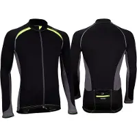 Avento M Wielrenshirt Lange Mouw - Heren - Zwart/Antraciet/Fluorgeel
