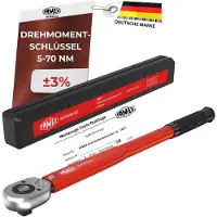 FAMEX 10877 Momentsleutel 3/8” - 5-70 Nm, gekalibreerd tot ±3%, voor auto, motor, fiets, met kalibratiecertificaat, beide draairichtingen
