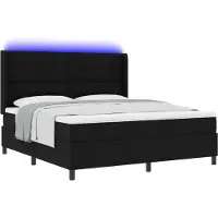 vidaXL LED Box Spring Bed met hoofdeinde Zwart 180 x 200 cm Stof
