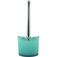 Spirella MSV Toiletborstel in houder/wc-borstel Aveiro - PS kunststof/rvs - lichtblauw/zilver - 37 x 14 cm - Toiletborstels