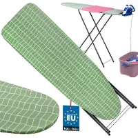 KOTARBAU Inklapbare Strijkplank - Verstelbare Strijkplank 104 x 30 cm - Strijkplank voor Stoomgenerator - Groen Ruitpatroon