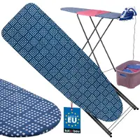 KOTARBAU Inklapbare Strijkplank - Verstelbare Strijkplank 118 x 36 cm - Strijkplank voor Stoomgenerator - Blauw Vierkantpatroon