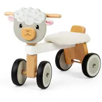 Bigjigs Houten Draagwagen - - Rijdende Schaap - 4 wielen - Zacht zitje - FSC-gecertificeerd hout
