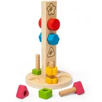 Bigjigs houten constructiespeelgoed moeren en bouten toren 11-delig.