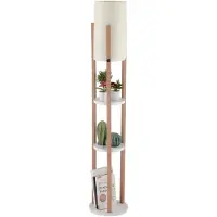 Opviq , Circle Nora - Witte vloerlamp, corpus van spaanplaat, wit, 135 x 21 x 21 cm