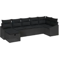 vidaXL Bankstel 7 st poly rattan